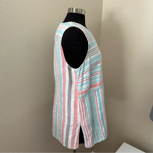 Tommy Bahama Linen Multicolor Striped 1/4 Zip Up Tank Top Size L - Picture 4 of 10
